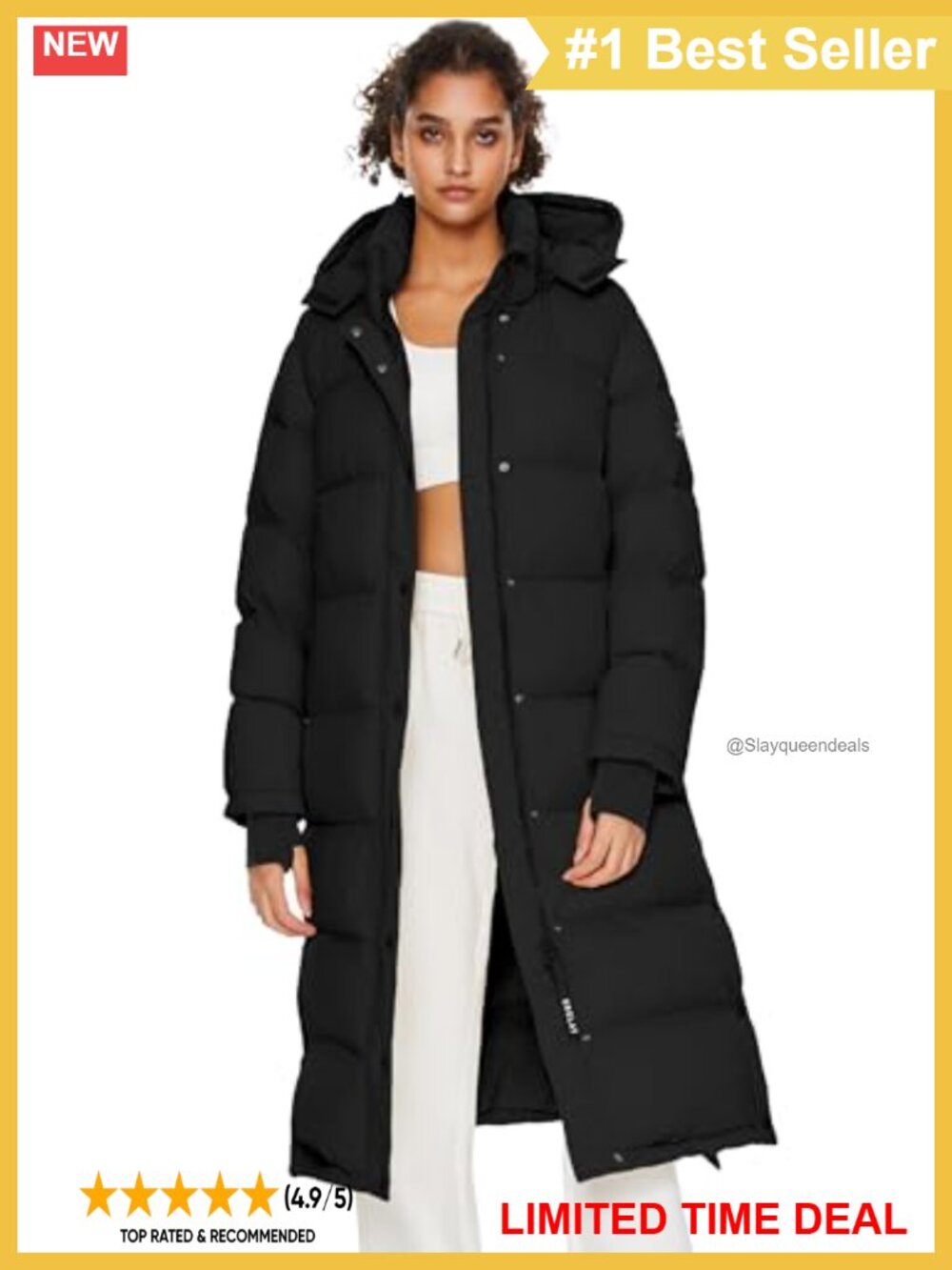 Maxi Down Puffer Coat with 700 Fill Power Duck Down & Detachable Hood